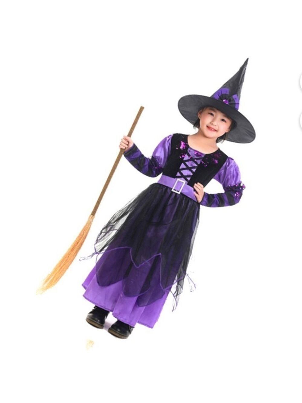 Witch Girl Halloween Costume with Hat Size Medium